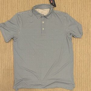 Vineyard Vines Navy and White Polo Shirt with Golf Club print